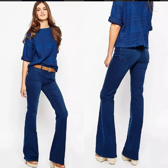 Marrakesh Mid Rise Kick Flare Jeans Long Length